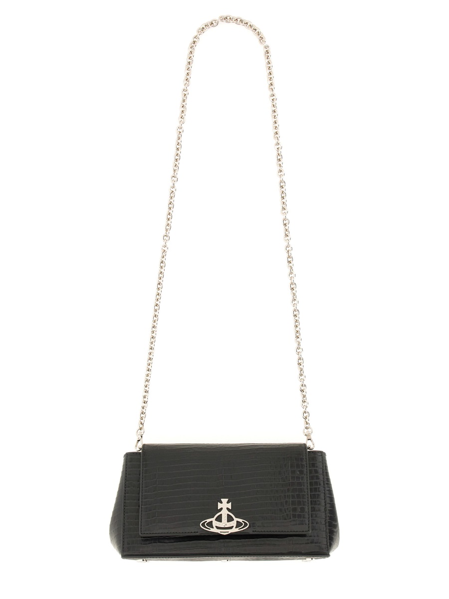 Vivienne Westwood Hazel Crocodile Pattern Medium Handbag Zwart