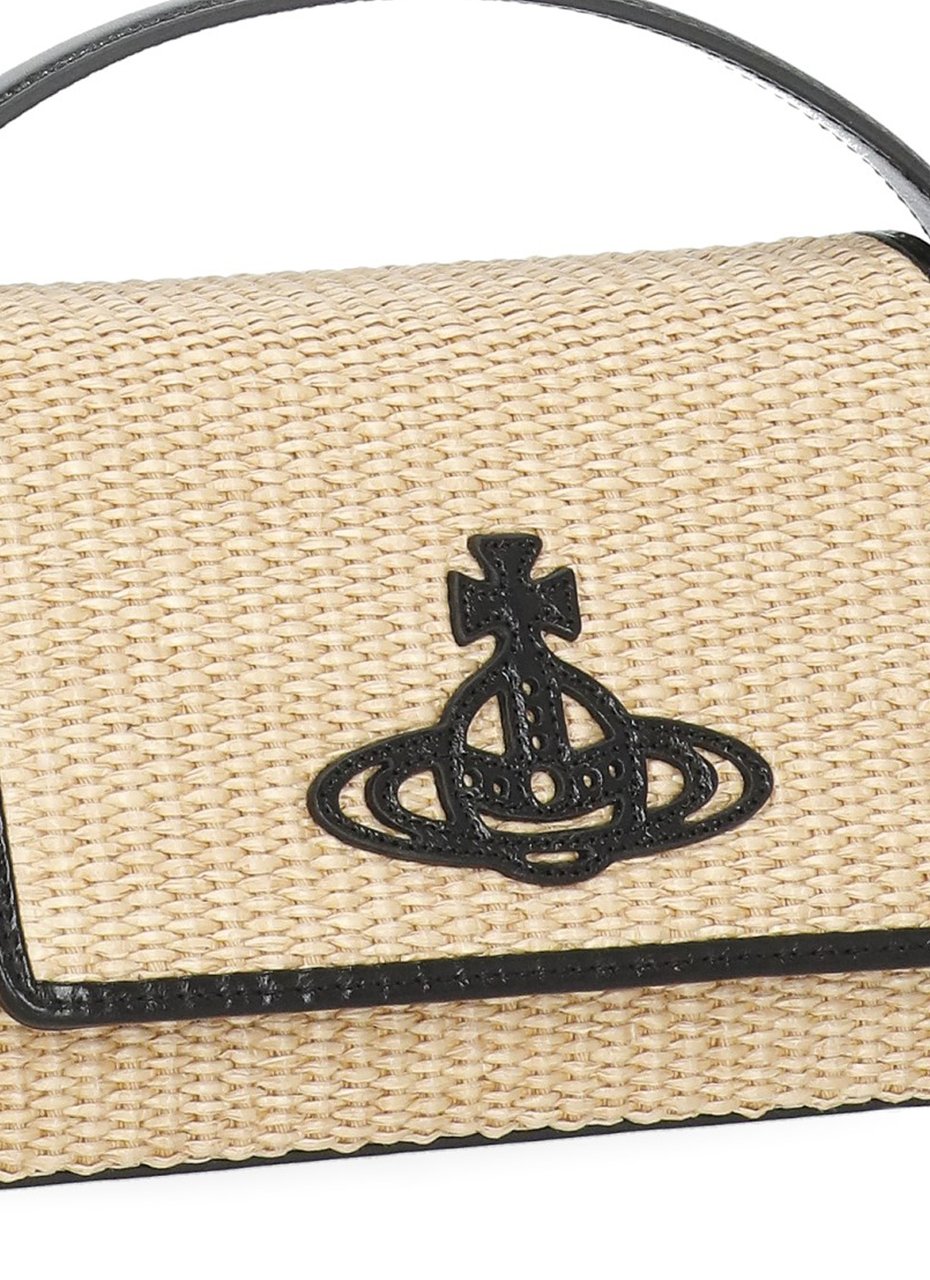 Vivienne Westwood Medium Woven Rafia Shoulder Bag With Orb Logo And Versatile Straps Neutraal