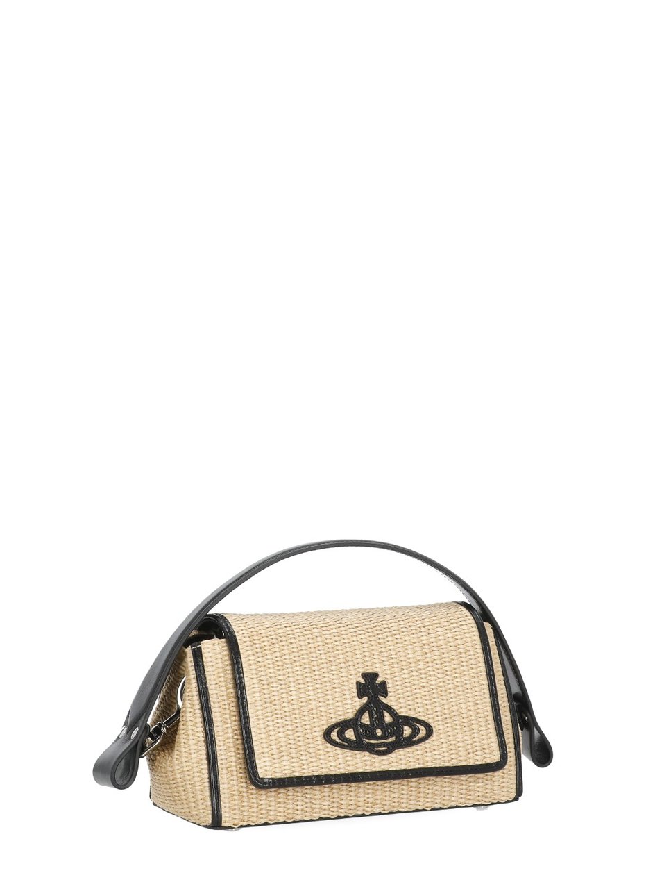Vivienne Westwood Medium Woven Rafia Shoulder Bag With Orb Logo And Versatile Straps Neutraal