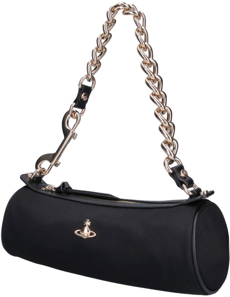 Vivienne Westwood Black Cindy Cylinder Viscose Shoulder Bag Zwart