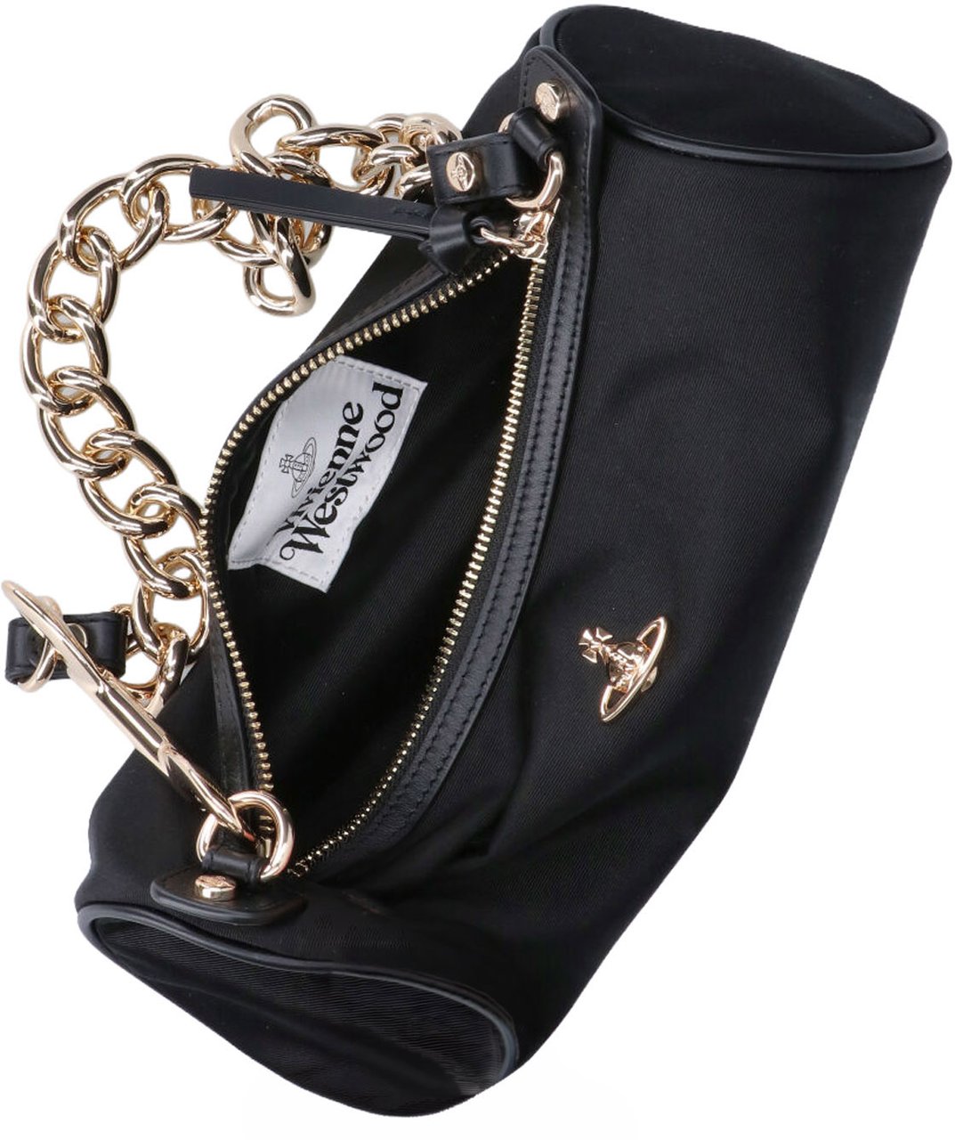 Vivienne Westwood Black Cindy Cylinder Viscose Shoulder Bag Zwart