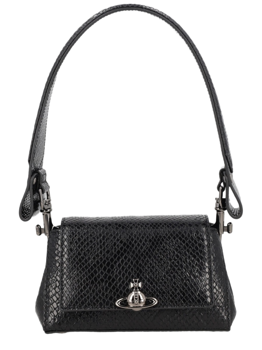 Vivienne Westwood Neutrals Hazel Snakeskin Textured Calf Leather Shoulder Bag Wit