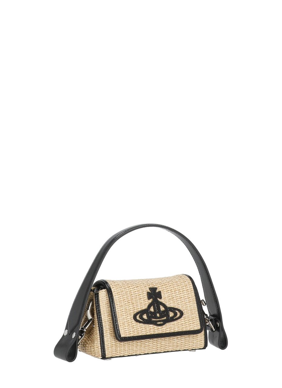 Vivienne Westwood Hazel Raffia Handbag With Distinctive Orb Logo And Detachable Strap Neutraal