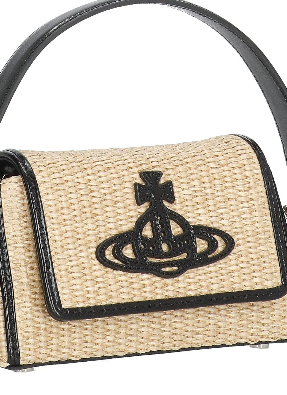 Vivienne Westwood Hazel Raffia Handbag With Distinctive Orb Logo And Detachable Strap Neutraal