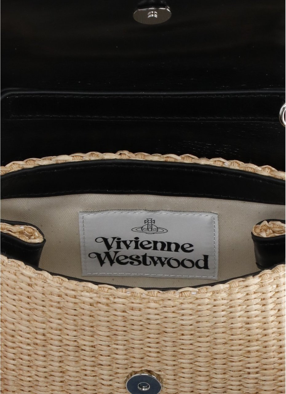 Vivienne Westwood Hazel Raffia Handbag With Distinctive Orb Logo And Detachable Strap Neutraal