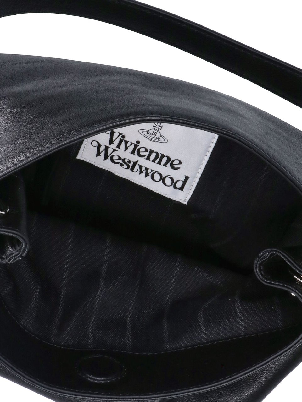 Vivienne Westwood Sophisticated Black Calf Leather Shoulder Bag Zwart