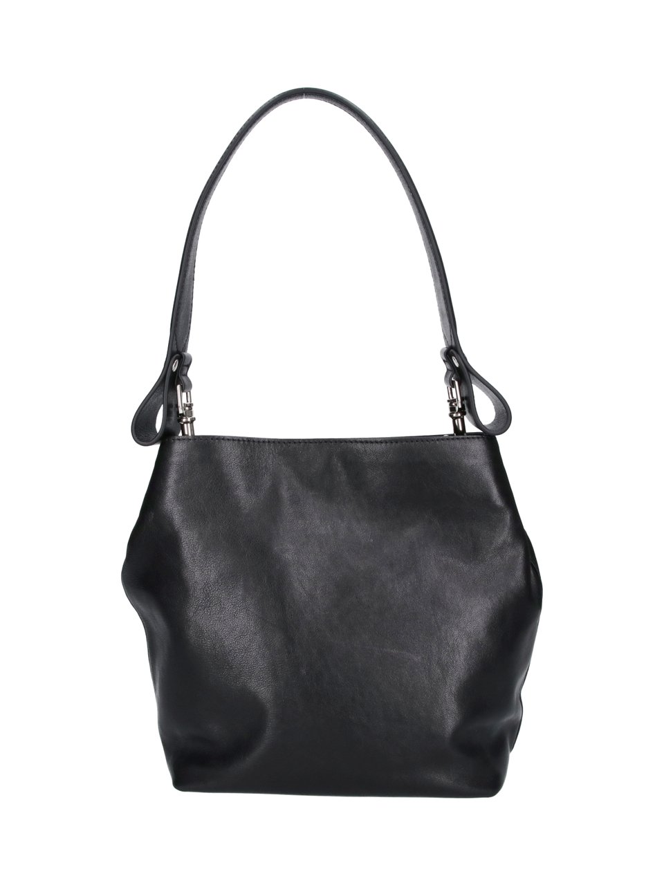 Vivienne Westwood Sophisticated Black Calf Leather Shoulder Bag Zwart