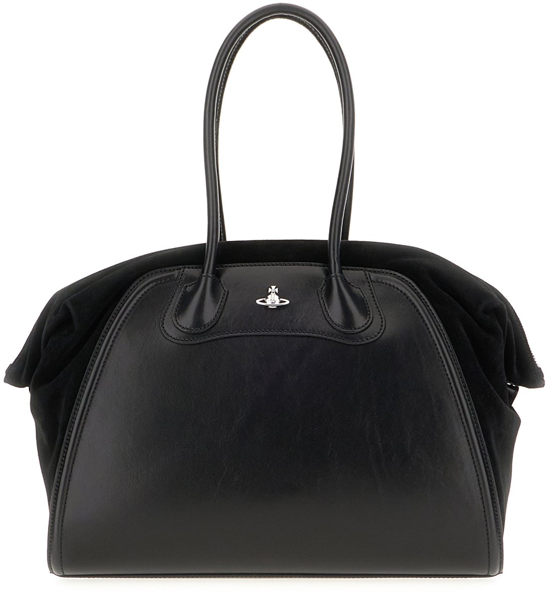 Vivienne Westwood Black leather and suede Shirley shoulder bag Zwart