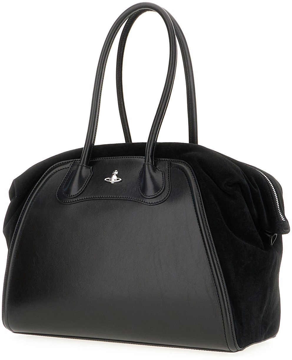 Vivienne Westwood Black leather and suede Shirley shoulder bag Zwart