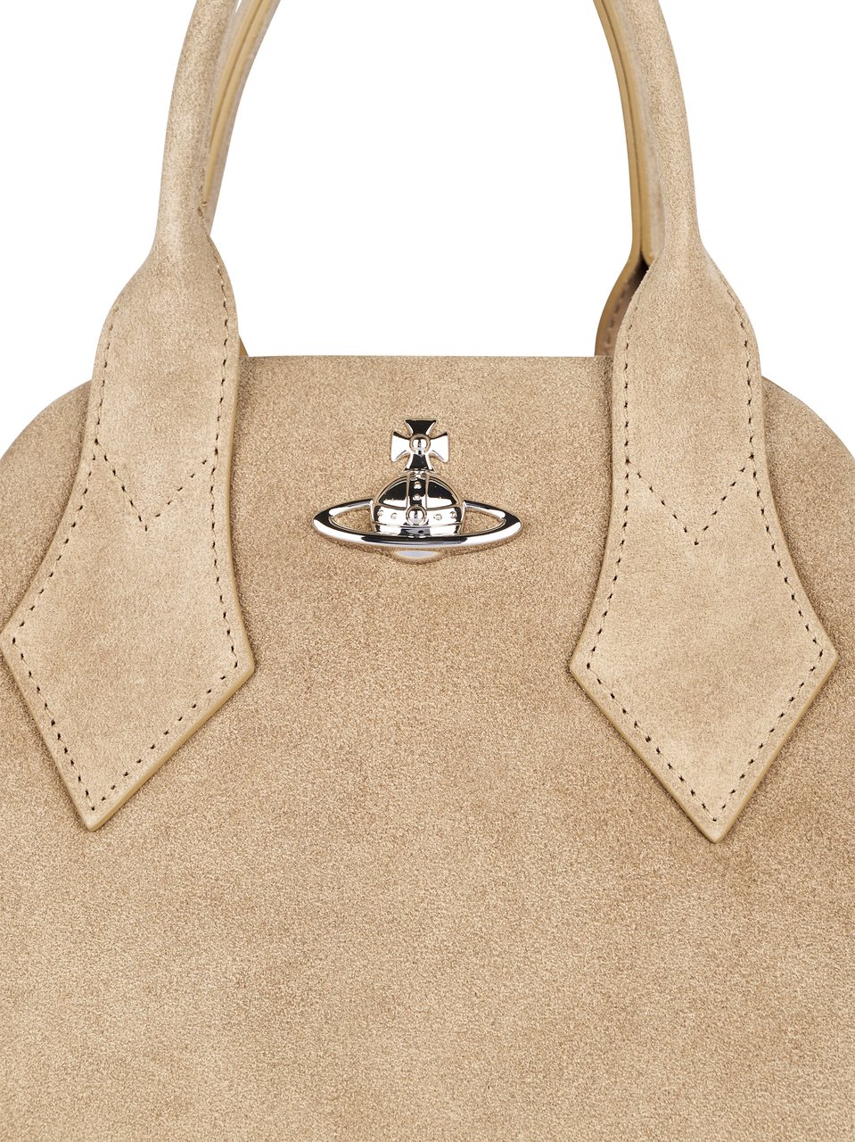 Vivienne Westwood Medium Structured Bag with Suede Texture and Emblem Neutraal