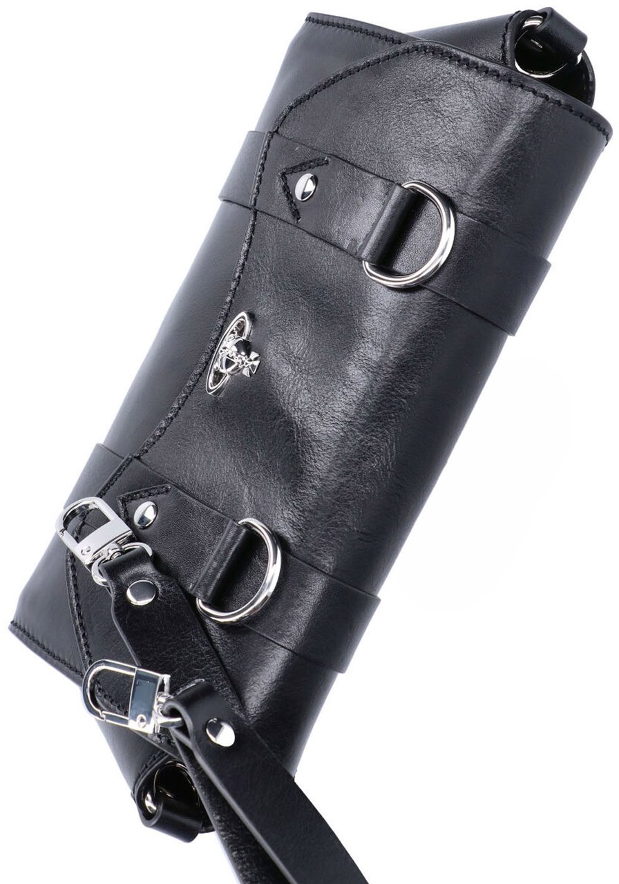 Vivienne Westwood Black Kimmy Calf Leather Shoulder Bag Zwart
