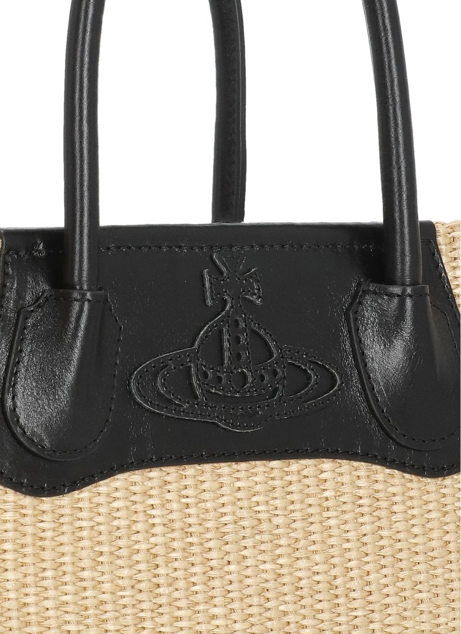 Vivienne Westwood Troy Small Tote Bag With Removable Leather Strap And Embossed Logo Neutraal