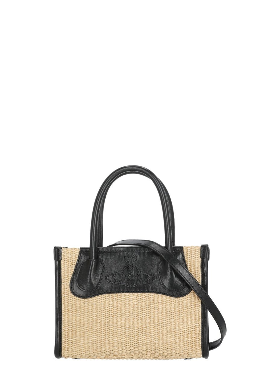 Vivienne Westwood Troy Small Tote Bag With Removable Leather Strap And Embossed Logo Neutraal