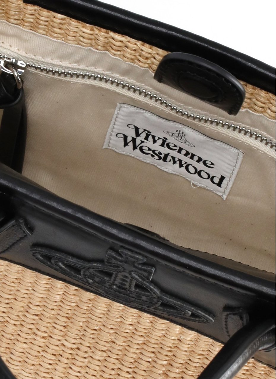 Vivienne Westwood Troy Small Tote Bag With Removable Leather Strap And Embossed Logo Neutraal