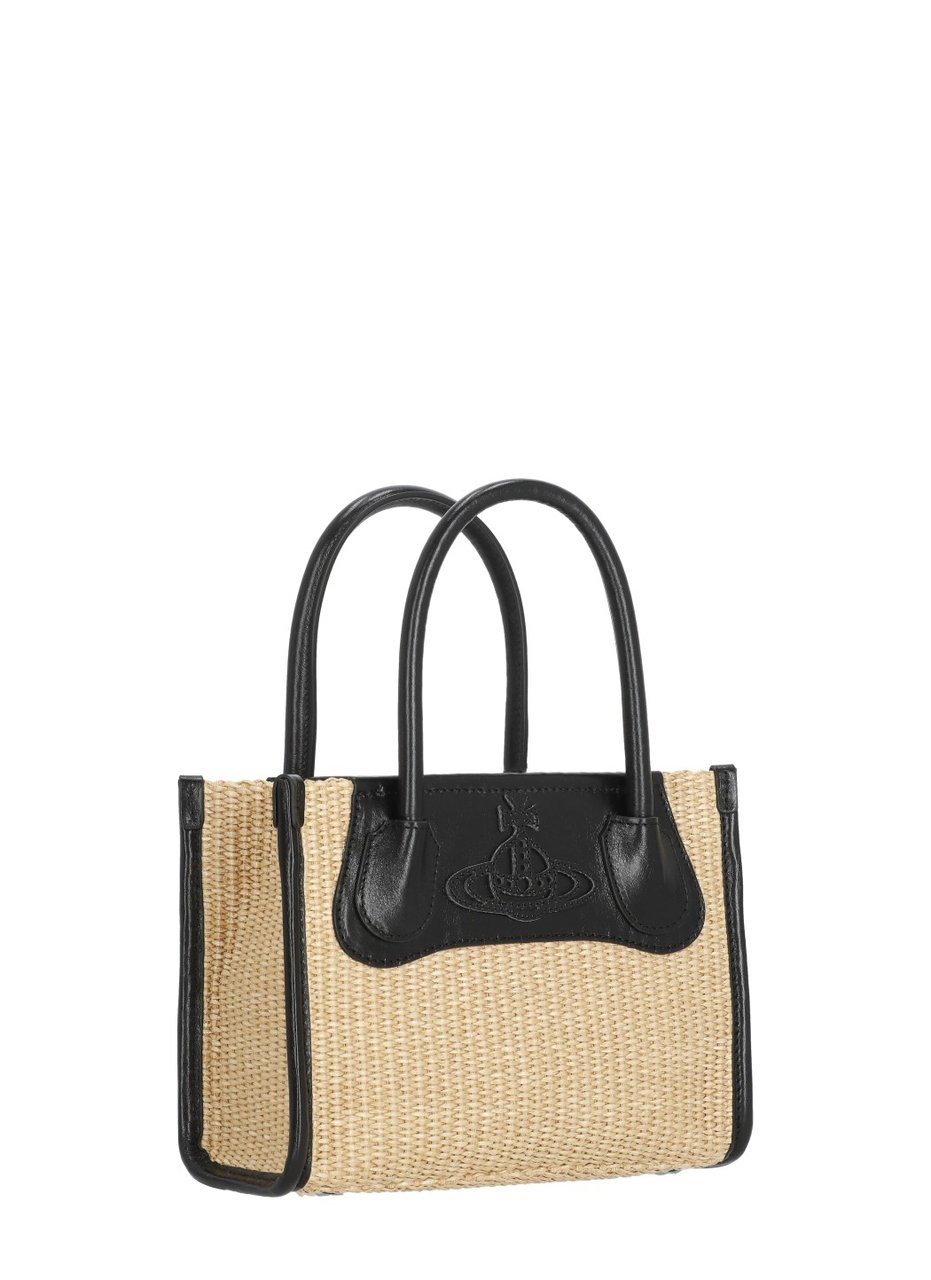 Vivienne Westwood Troy Small Tote Bag With Removable Leather Strap And Embossed Logo Neutraal