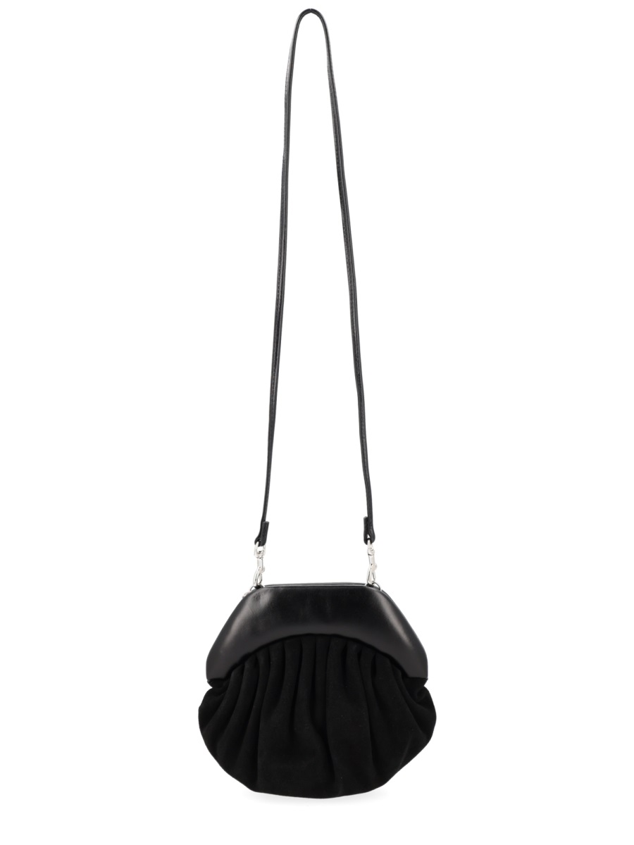 Vivienne Westwood Brooke Rounded Gathered Calf Leather Handbag Zwart