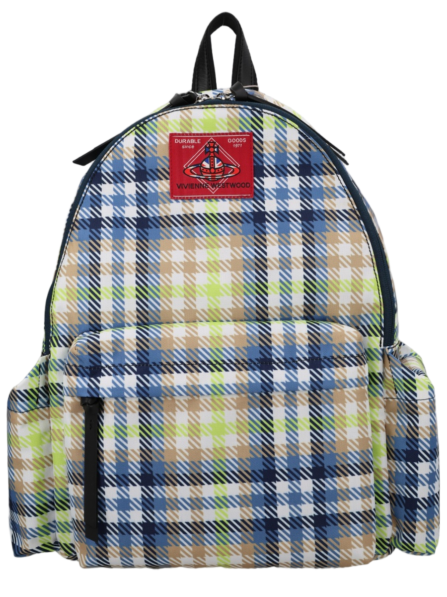 Vivienne Westwood Multicolor George Plaid Pattern Medium Backpack Grijs