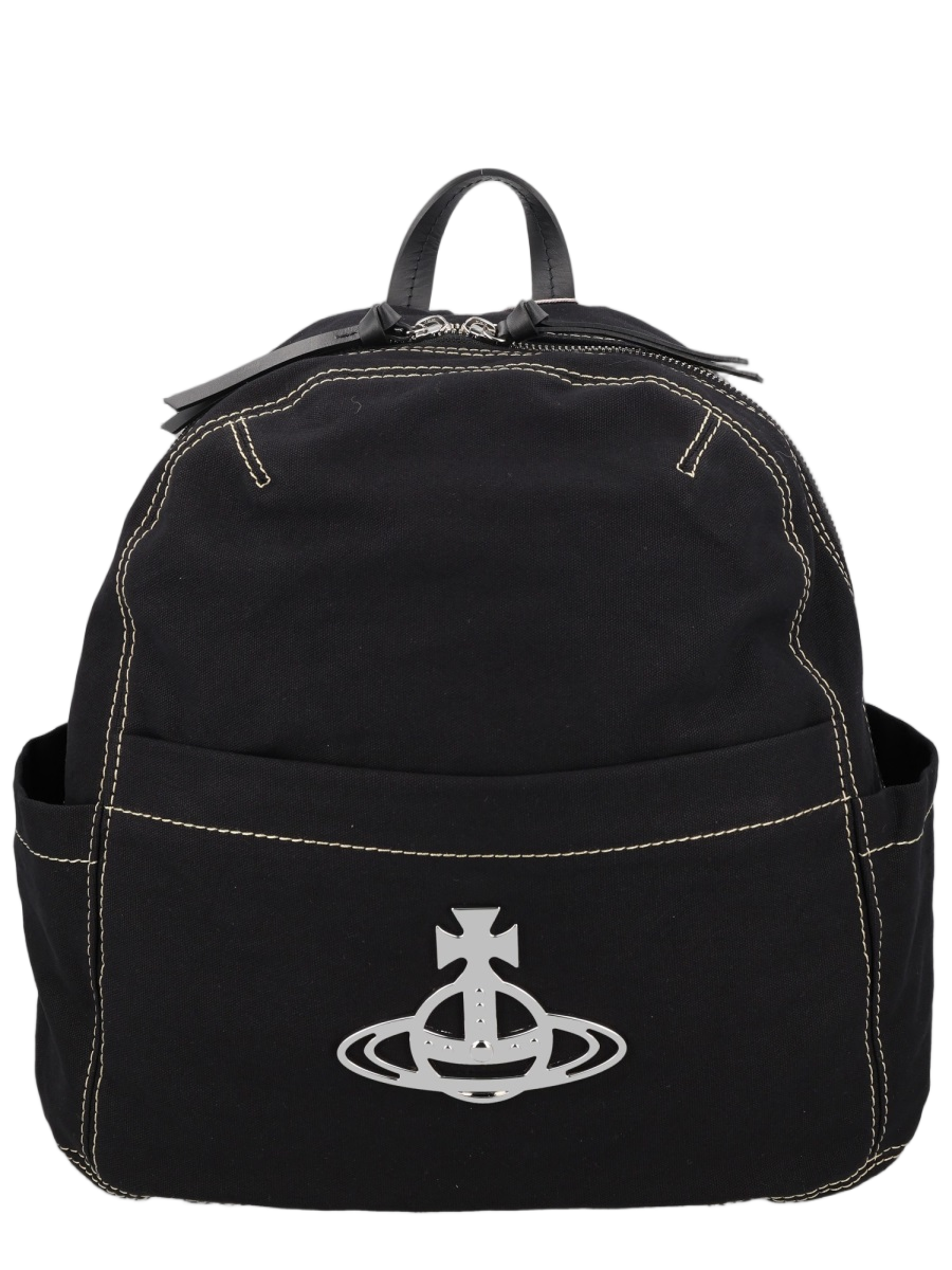 Vivienne Westwood George Rounded Emblem Cotton Backpack Zwart
