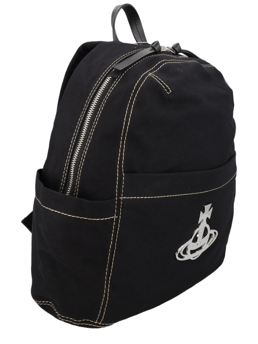 Vivienne Westwood George Rounded Emblem Cotton Backpack Zwart
