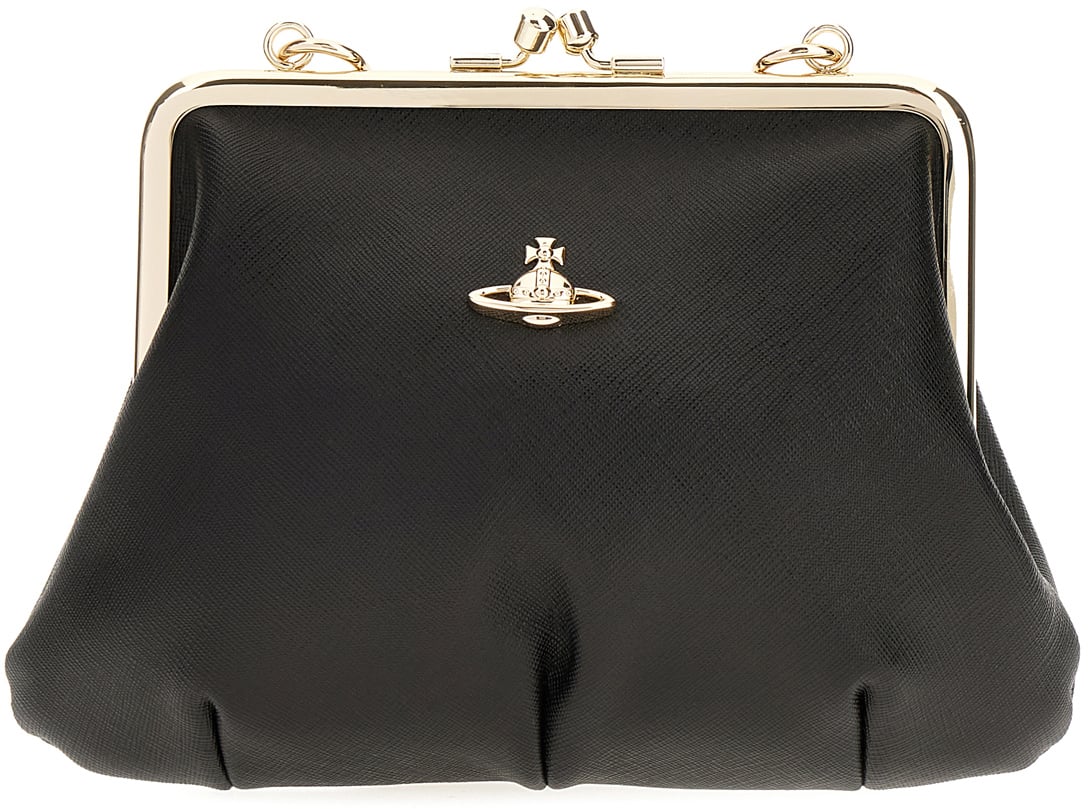 Vivienne Westwood Vivienne Westwood Black nappa leather Granny clutch Zwart