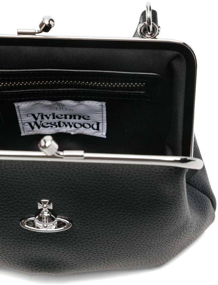 Vivienne Westwood Granny Frame Textured Polyurethane Handbag Zwart