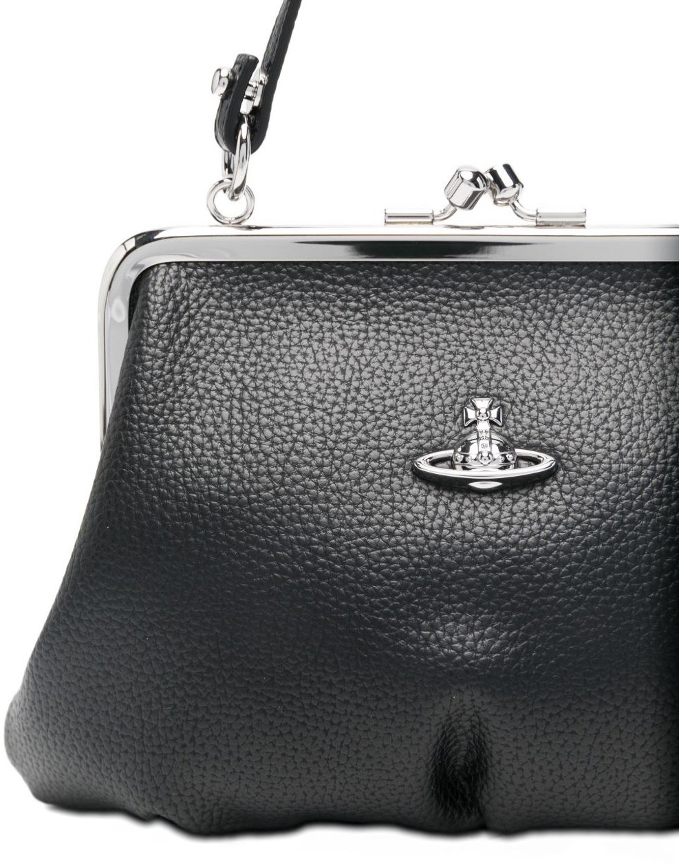 Vivienne Westwood Granny Frame Textured Polyurethane Handbag Zwart