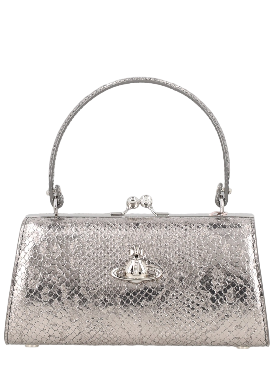 Vivienne Westwood Silver Doll Xl Snakeskin Pattern Handbag Wit
