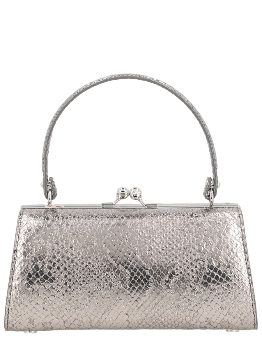 Vivienne Westwood Silver Doll Xl Snakeskin Pattern Handbag Wit