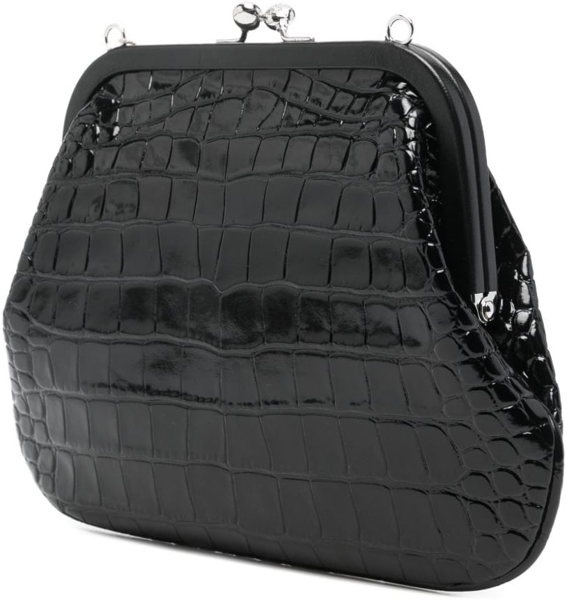 Vivienne Westwood Crocodile Embossed Leather Clutch Bag Zwart