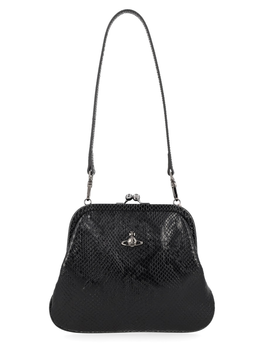 Vivienne Westwood Neutrals Vivienne'S Snakeskin Leather Clutch Bag Zwart