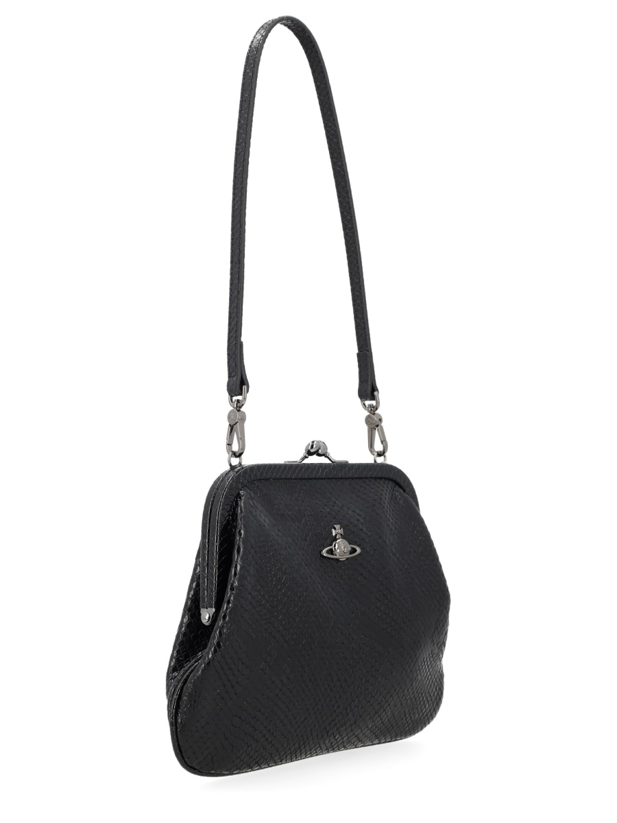 Vivienne Westwood Neutrals Vivienne'S Snakeskin Leather Clutch Bag Zwart