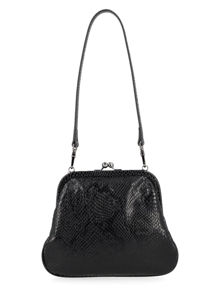 Vivienne Westwood Neutrals Vivienne'S Snakeskin Leather Clutch Bag Zwart