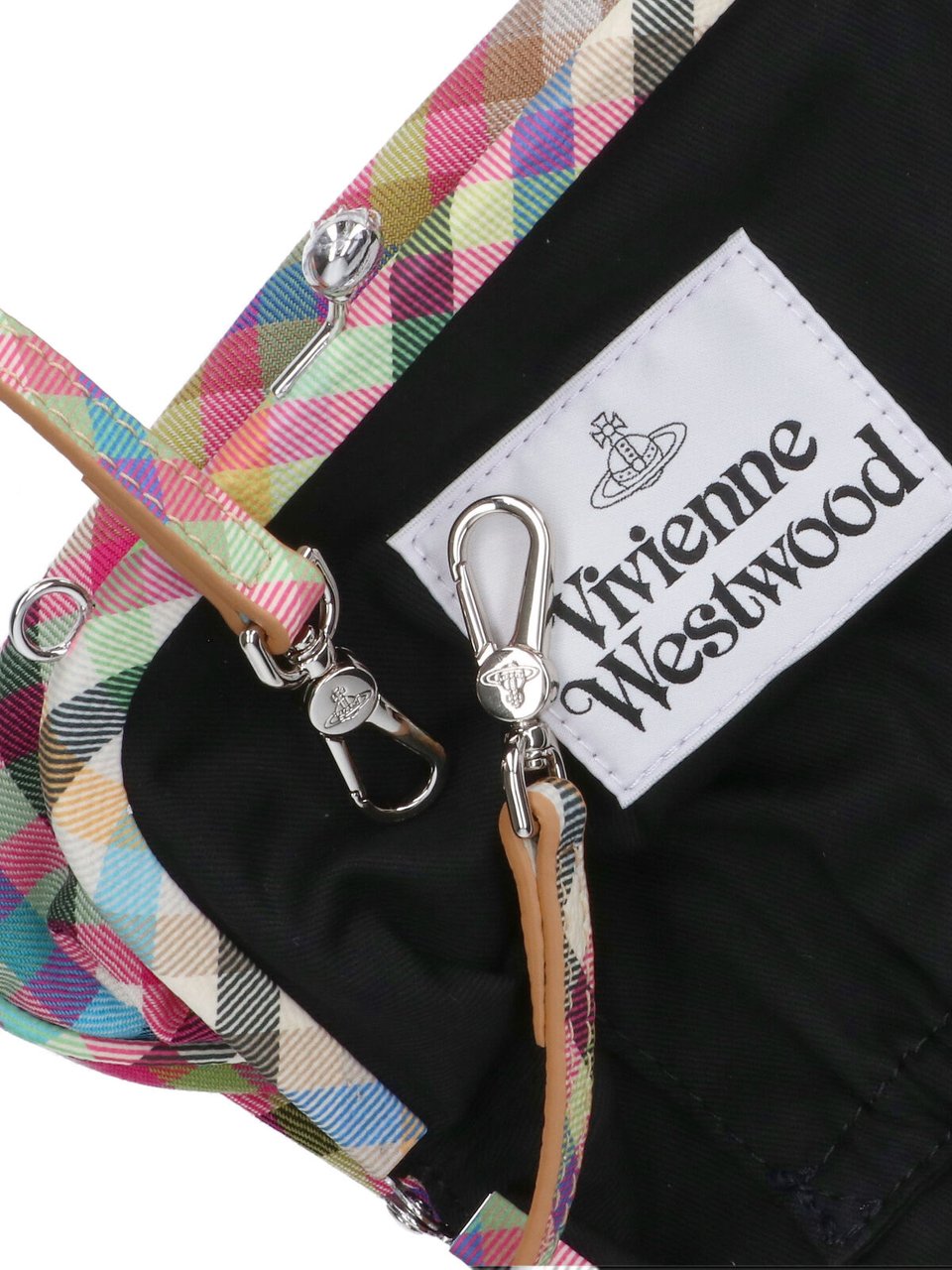 Vivienne Westwood Multicolor Vivienne'S Plaid Wool Clutch Bag Grijs