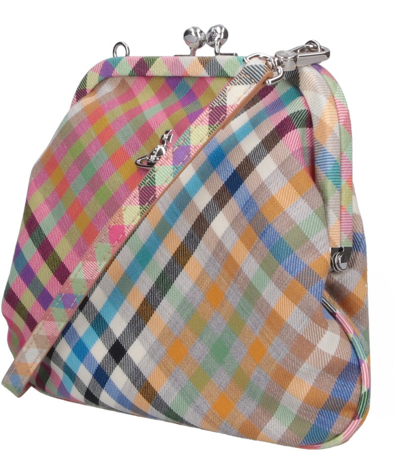 Vivienne Westwood Multicolor Vivienne'S Plaid Wool Clutch Bag Grijs