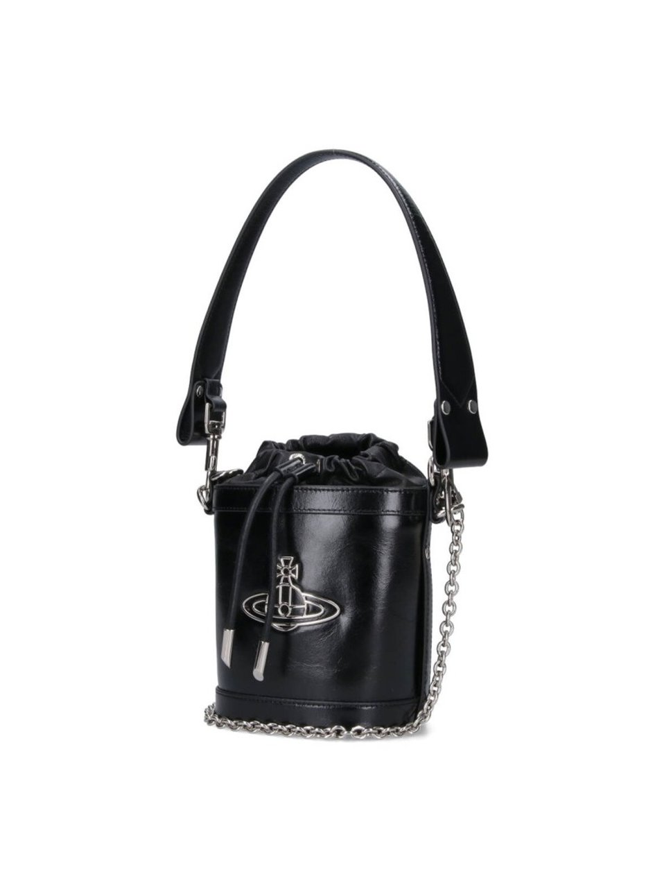 Vivienne Westwood Structured Bucket Bag With Drawstring Closure Zwart