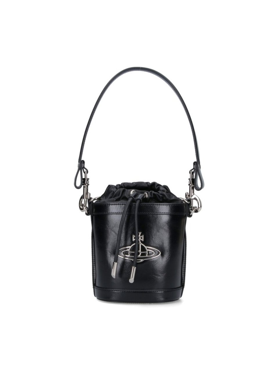 Vivienne Westwood Structured Bucket Bag With Drawstring Closure Zwart