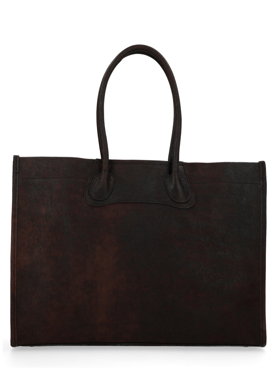 Vivienne Westwood Brown Troy Lamb Leather Tote Bag Zwart