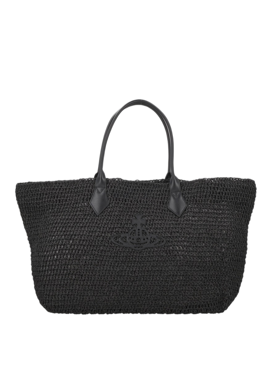 Vivienne Westwood Black Woven Paper Tote Bag Zwart