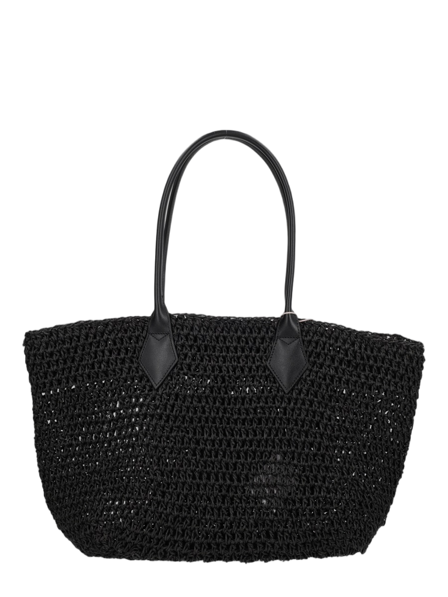 Vivienne Westwood Black Woven Paper Textured Handbag Zwart