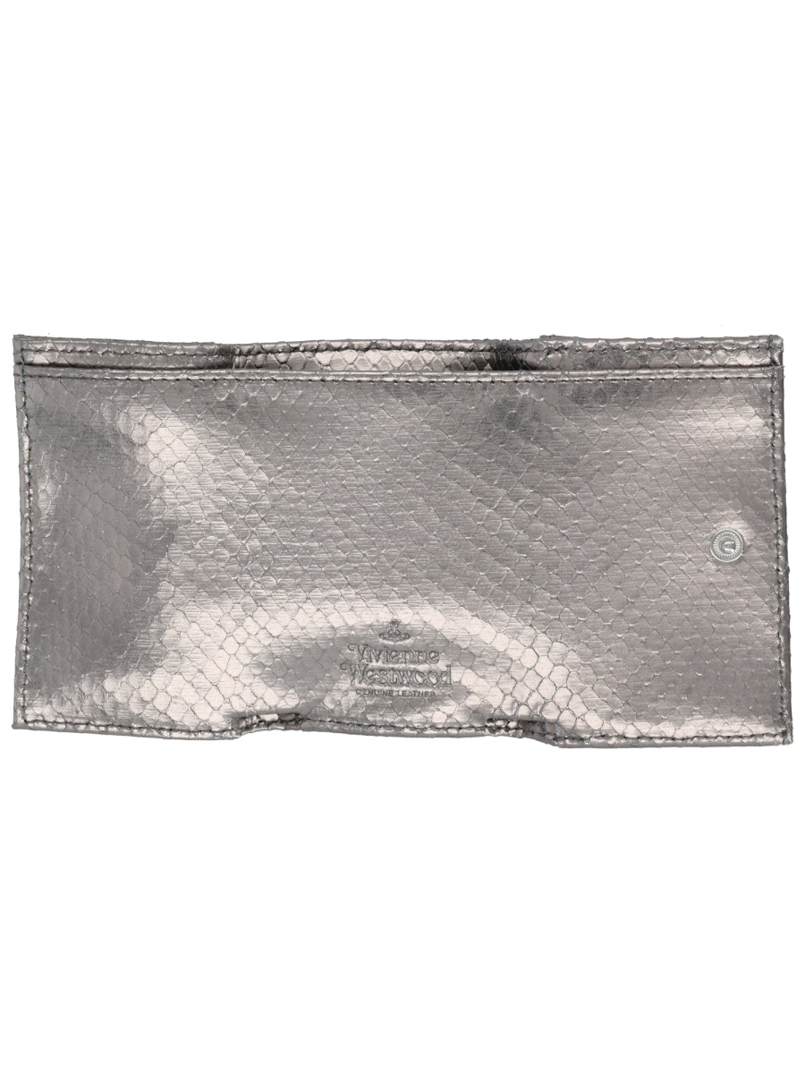 Vivienne Westwood Silver Envelope Metallic Portfolio Wallet Grijs