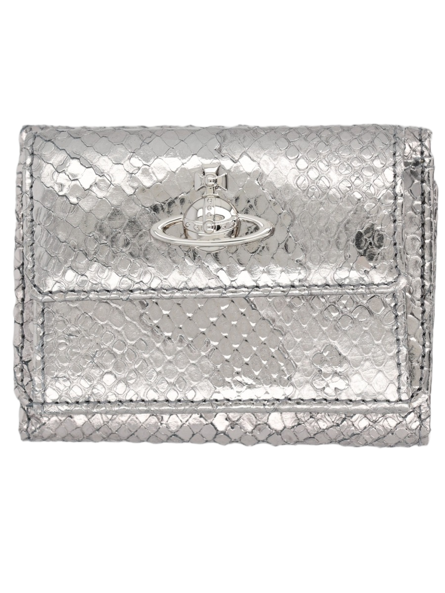 Vivienne Westwood Orb Metallic Snake Calfskin Wallet Wit