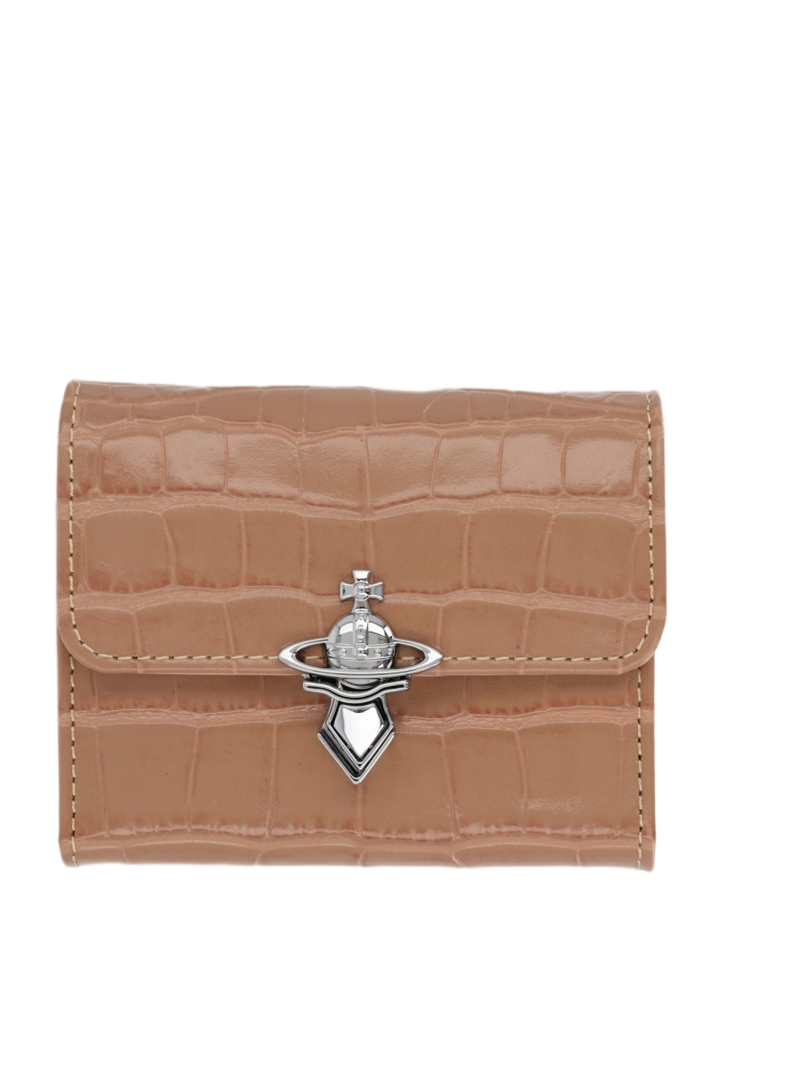 Vivienne Westwood Crocodile-Embossed Orb Clasp Wallet Neutraal