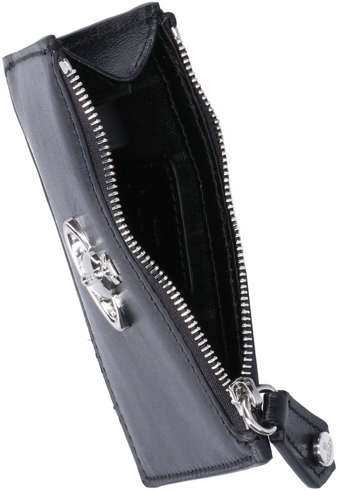 Vivienne Westwood Black Slim Zip Calfskin Cardholder Zwart