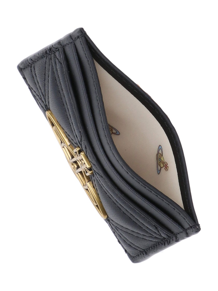 Vivienne Westwood Quilted 'Orb' Card Holder – Black Zwart