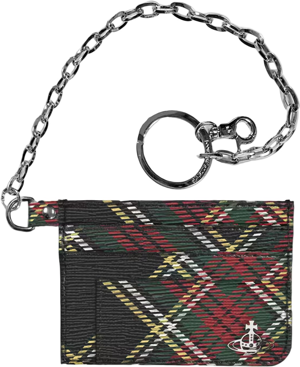 Vivienne Westwood CARD HOLDER FLAT CHAIN TARTAN Zwart