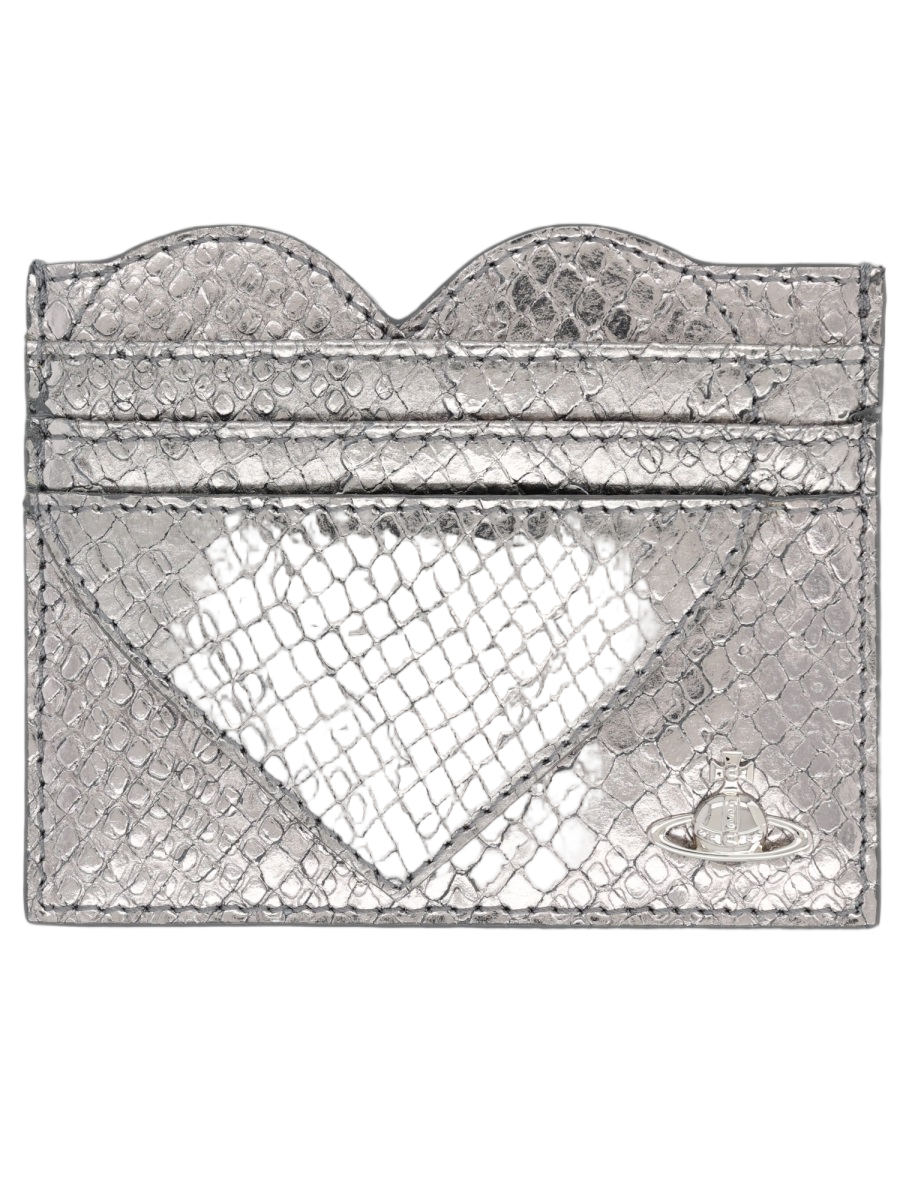 Vivienne Westwood Heart Silver Metallic Cardholder Wallet Card Holder Wit