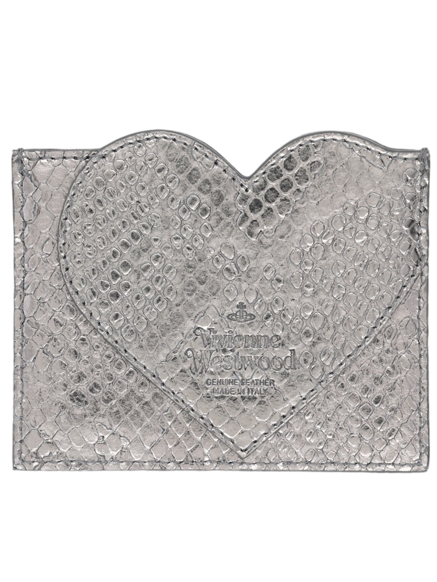 Vivienne Westwood Heart Silver Metallic Cardholder Wallet Card Holder Wit