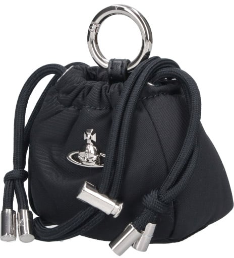 Vivienne Westwood Black Orb Drawstring Fabric Key Pouch Zwart