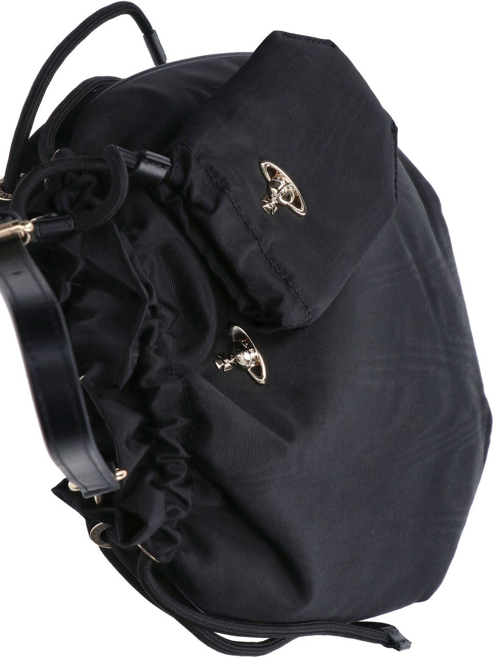 Vivienne Westwood Neutrals Soft-Structured Metallic Orb Viscose Shoulder Bag Zwart