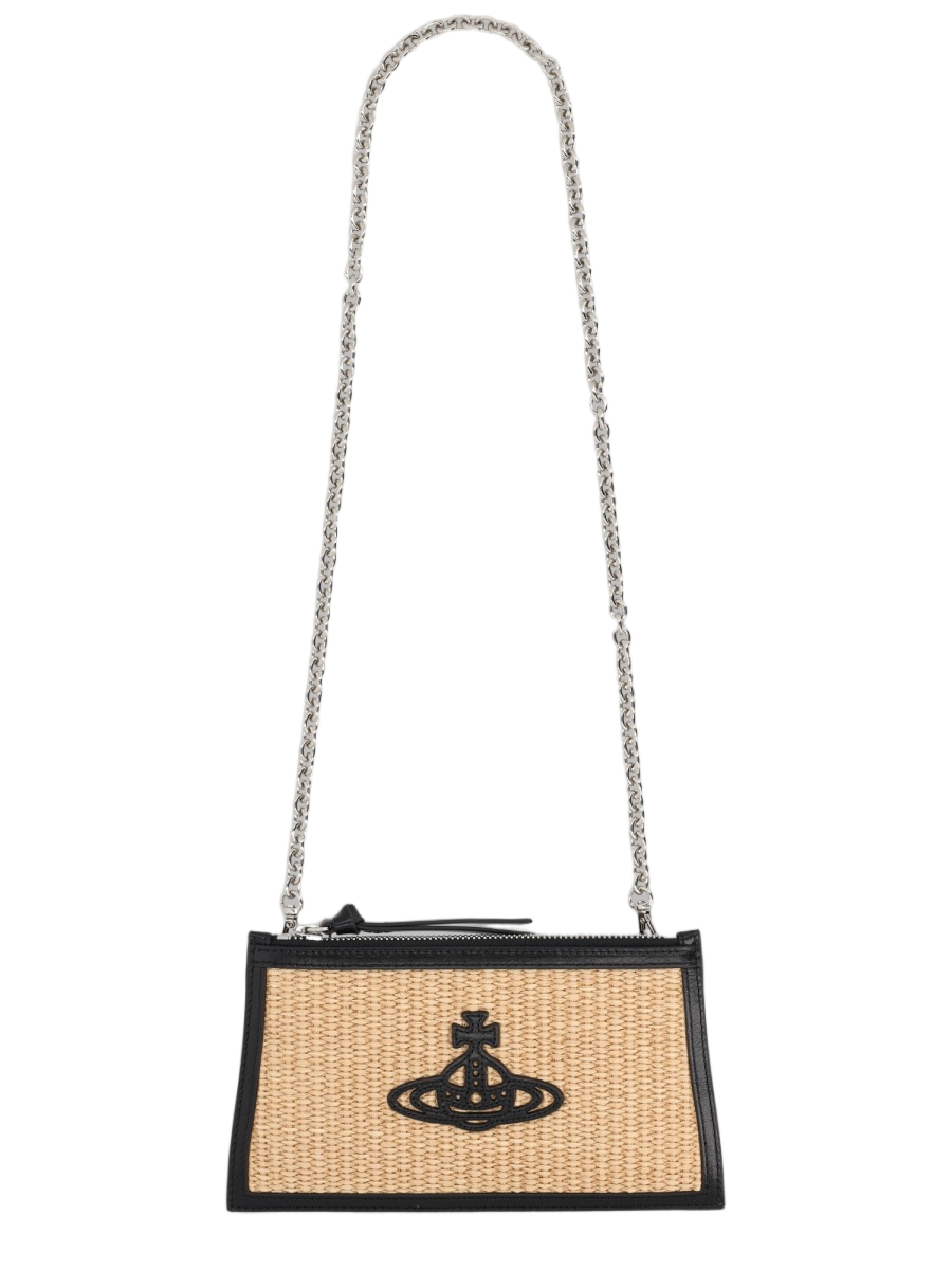 Vivienne Westwood Woven Cotton-Blend Black Emblem Clutch Wit